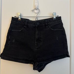 Black Denim High-Waist Women's Shorts